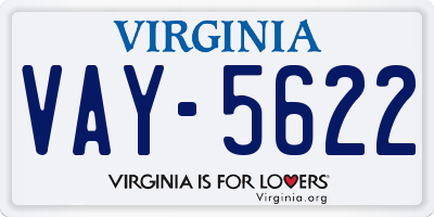 VA license plate VAY5622
