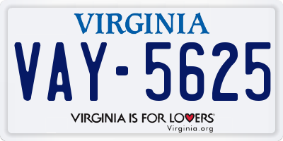 VA license plate VAY5625