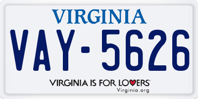 VA license plate VAY5626