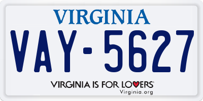 VA license plate VAY5627