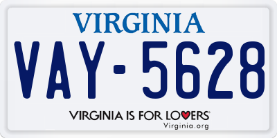 VA license plate VAY5628