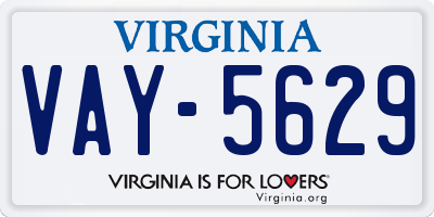 VA license plate VAY5629