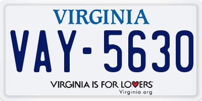 VA license plate VAY5630