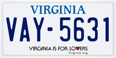 VA license plate VAY5631