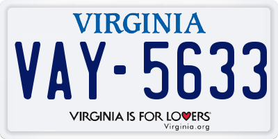 VA license plate VAY5633