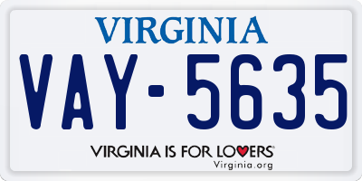 VA license plate VAY5635