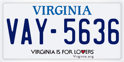 VA license plate VAY5636