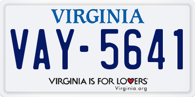 VA license plate VAY5641