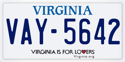 VA license plate VAY5642