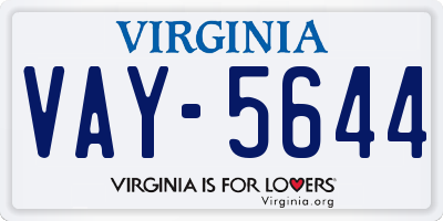 VA license plate VAY5644