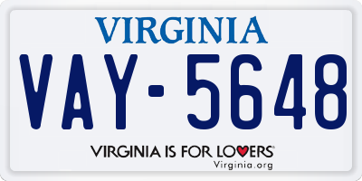 VA license plate VAY5648