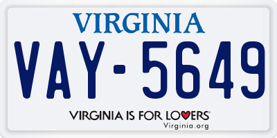 VA license plate VAY5649