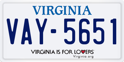 VA license plate VAY5651