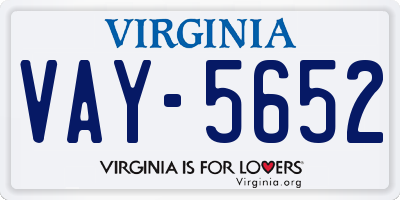 VA license plate VAY5652