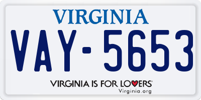 VA license plate VAY5653
