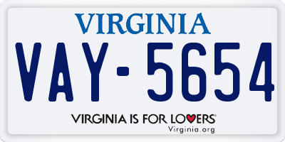 VA license plate VAY5654