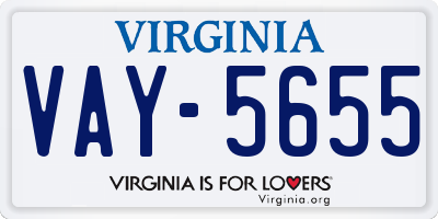 VA license plate VAY5655