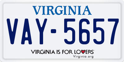 VA license plate VAY5657