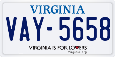 VA license plate VAY5658