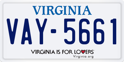 VA license plate VAY5661