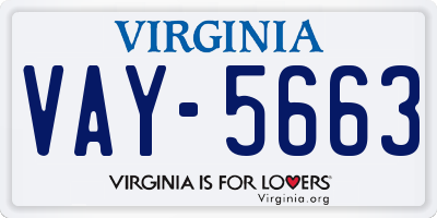 VA license plate VAY5663