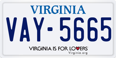 VA license plate VAY5665