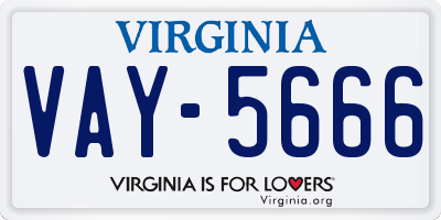 VA license plate VAY5666