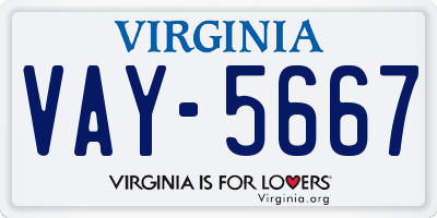 VA license plate VAY5667