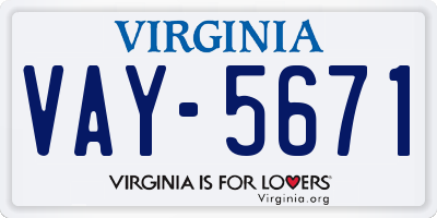 VA license plate VAY5671