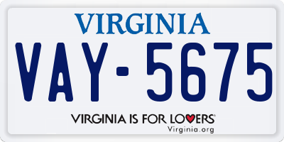 VA license plate VAY5675