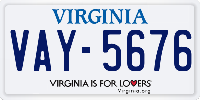 VA license plate VAY5676