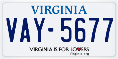 VA license plate VAY5677