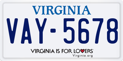 VA license plate VAY5678