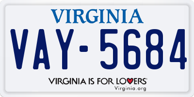 VA license plate VAY5684