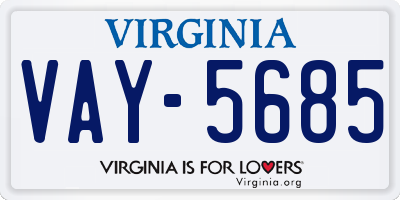 VA license plate VAY5685