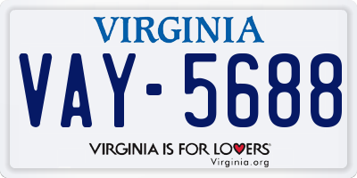 VA license plate VAY5688