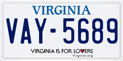 VA license plate VAY5689