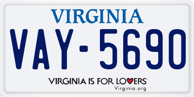 VA license plate VAY5690