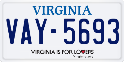 VA license plate VAY5693