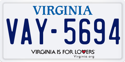 VA license plate VAY5694