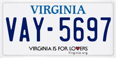 VA license plate VAY5697