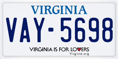VA license plate VAY5698