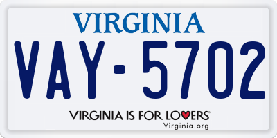 VA license plate VAY5702