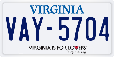 VA license plate VAY5704
