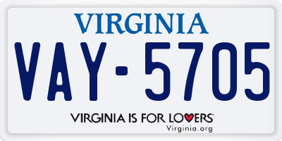 VA license plate VAY5705