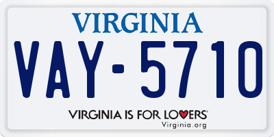 VA license plate VAY5710