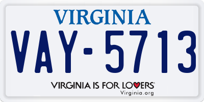 VA license plate VAY5713