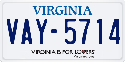 VA license plate VAY5714
