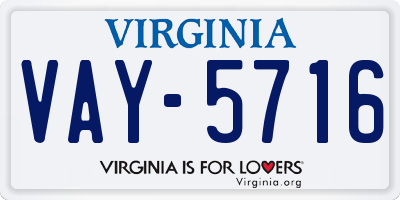 VA license plate VAY5716