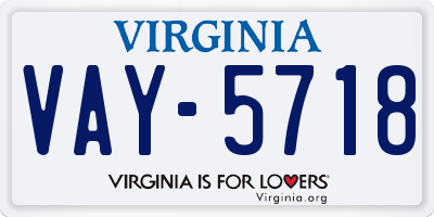 VA license plate VAY5718